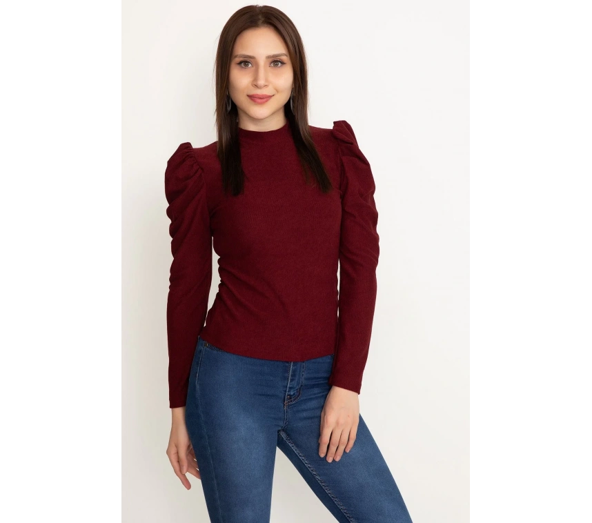 Prenses kol bluz bordo w3125