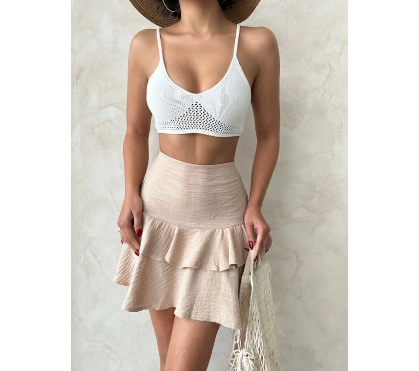 Valonlu fırfırlı etek s24681