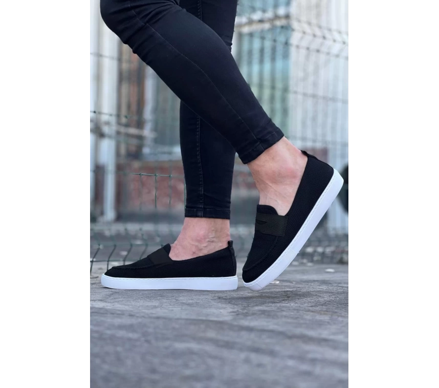 WG061 Siyah Triko Babet Erkek Casual Ayakkabı