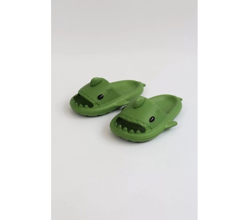 WG500 Köpekbalığı Haki Unisex Tam Ortopedik Terlik Shark Slides