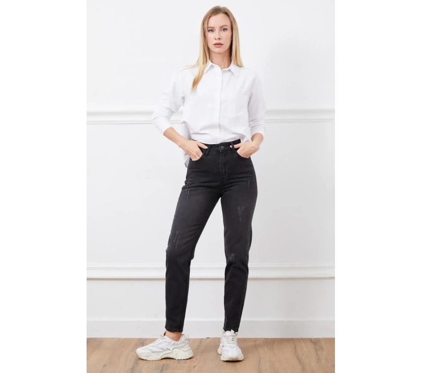 Yüksek bel mont jean pantolon