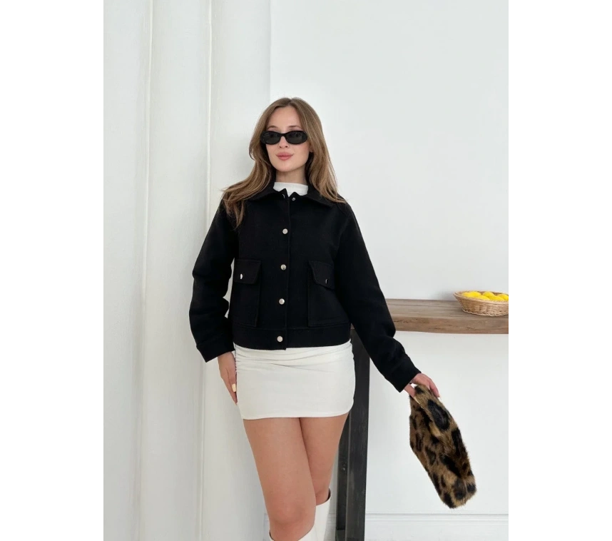 Zr model kaşe ceket siyah st255807