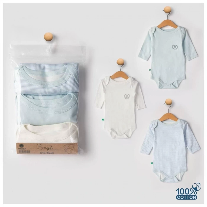 Eterelle 3lü Naturel Bebek Badi Zıbın -%100 Pamuk