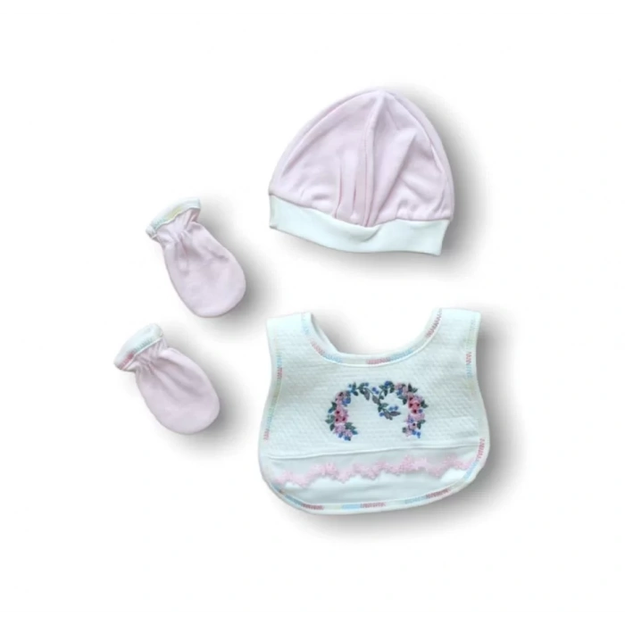 Eterelle Anadolunun Kalbi Nakışlı  5li Zıbın Takımı Hastane Çıkışı Pembe