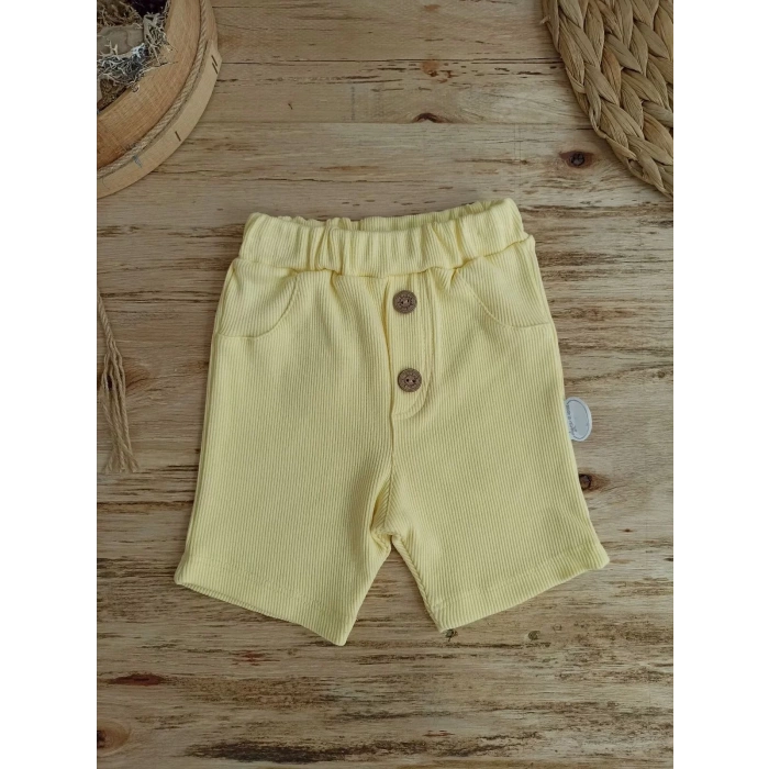 Eterelle 3-6 6-9 9-12 Ay Ananas Baskılı Şort Tişört 2 Li Kız Erkek Bebek Takımı Sarı