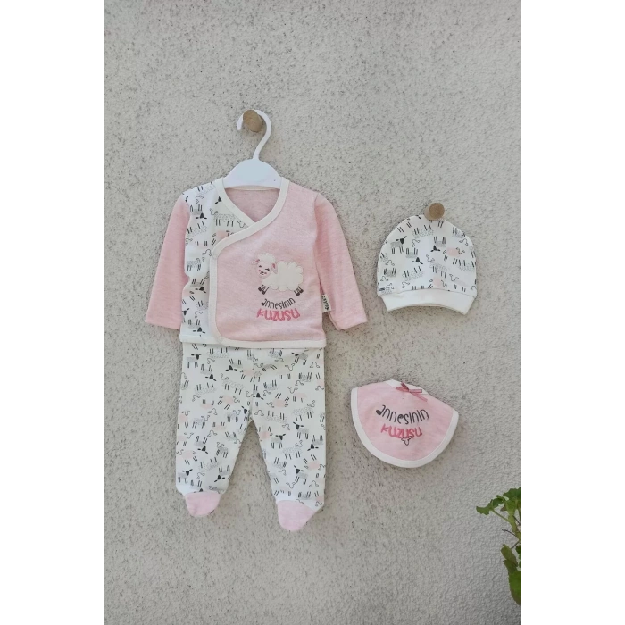 Eterelle Annesinin Kuzusu Şapkalı Eldivenli 5li Kız Zıbın Seti