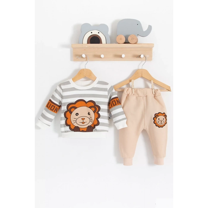 Eterelle Aslan Desenli 2li % 100 Pamuk Erkek Bebek Takımı