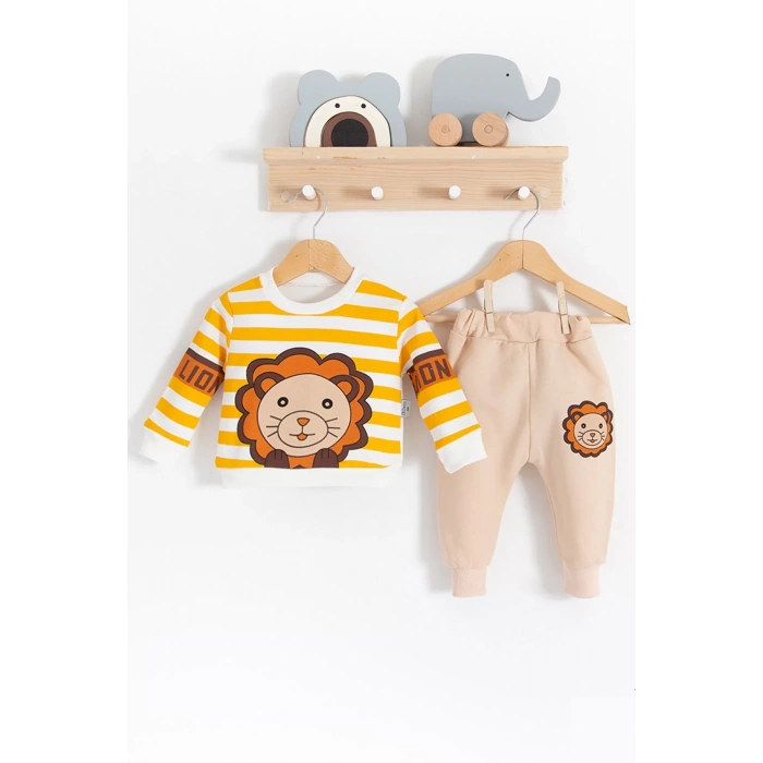 Eterelle Aslan Desenli 2li % 100 Pamuk Erkek Bebek Takımı