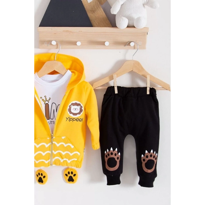 Eterelle Aslan Desenli 3lü Erkek Bebek Takımı