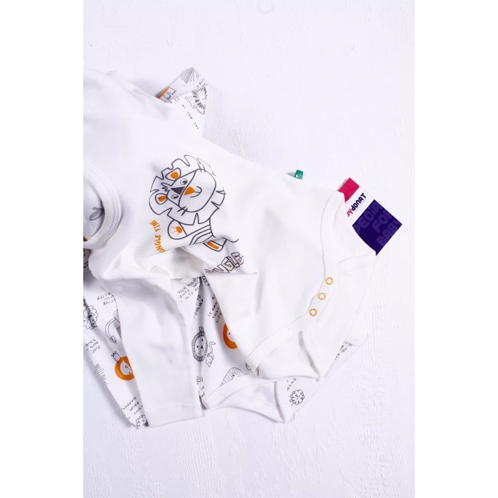 Eterelle Aslan Desenli Uzun Kol 2li Erkek Bebek Body