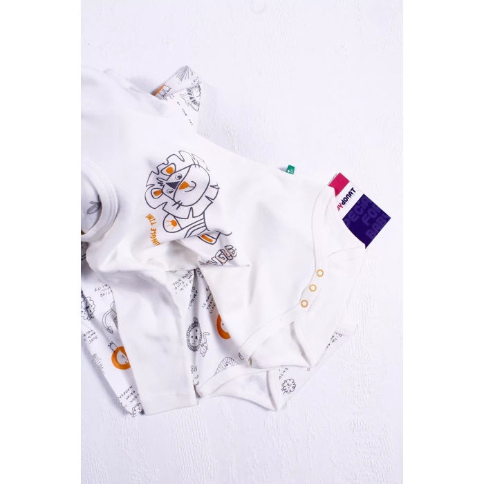 Eterelle Aslan Desenli Uzun Kol 2li Erkek Bebek Body