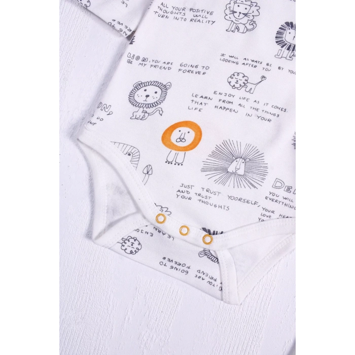 Eterelle Aslan Desenli Uzun Kol 2li Erkek Bebek Body
