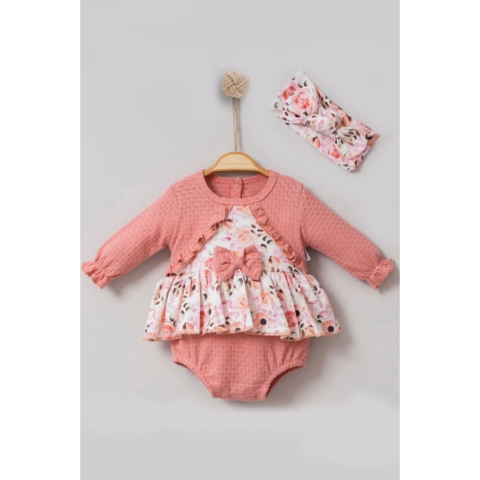 Eterelle Bahar Çiçekleri Desenli Bandanalı Kız Bebek Romper