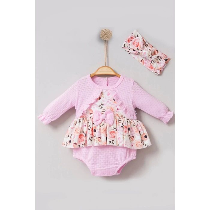 Eterelle Bahar Çiçekleri Desenli Bandanalı Kız Bebek Romper