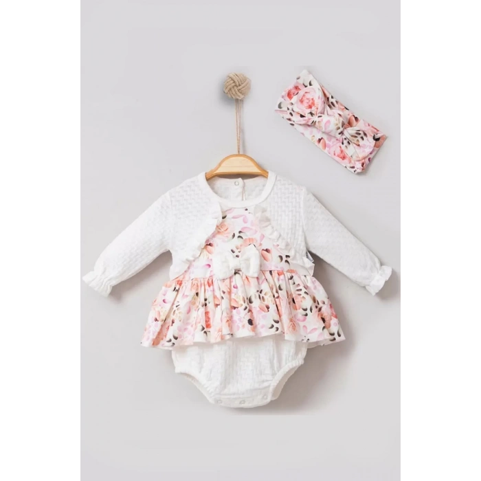 Eterelle Bahar Çiçekleri Desenli Bandanalı Kız Bebek Romper