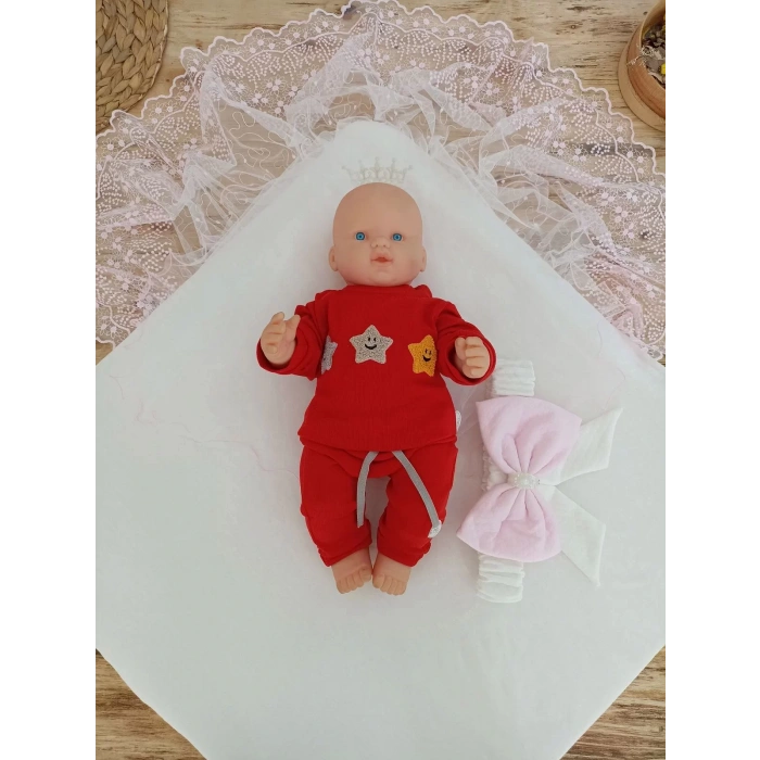 Eterelle Bal Peteği My Princess Taç Nakış İnci Fiyonklu Dantel Duvaklı Delüks Kundak Bebek Battaniyesi Pembe