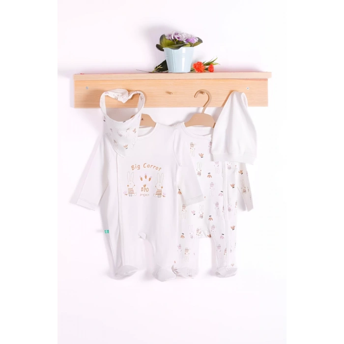 Eterelle Big Carrot Desenli Kız Bebek 4lü Tulum Seti