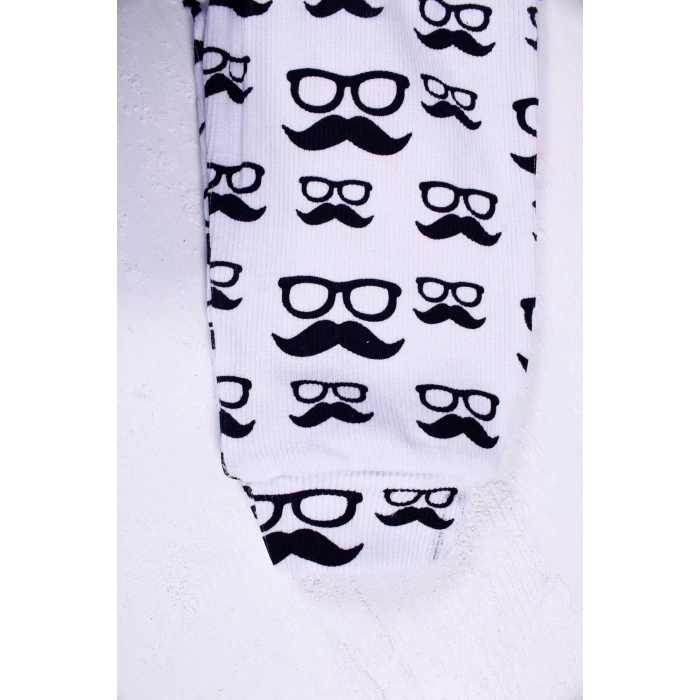 Eterelle Bıyık Gözlük Desenli 3lü Erkek Bebek Takımı