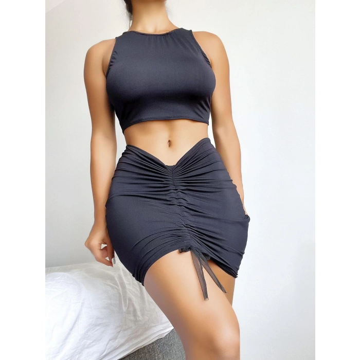 Büzgü Etekli Fantazi Elbise Takım