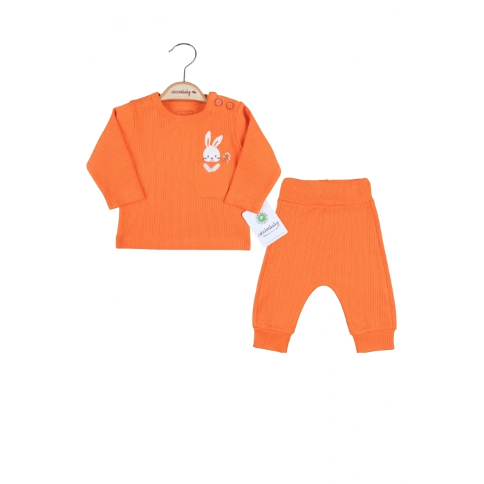 Eterelle Cepli Tavşan Nakışlı % 100 Pamuk 2li Kız Bebek Takımı