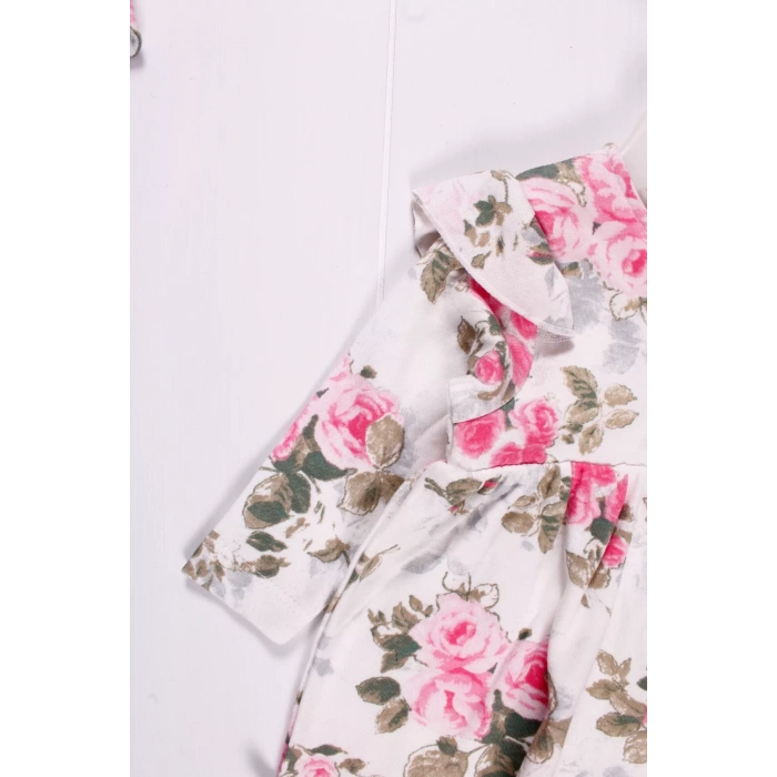 Eterelle Çiçek Desenli Fiyonk Bandanalı Kız Elbisesi