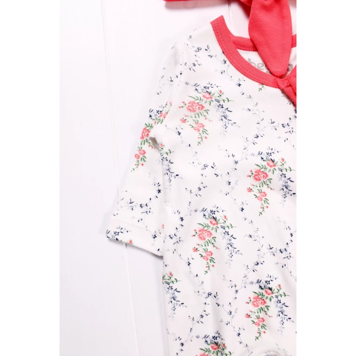 Eterelle Çiçek Desenli Kız Bebek 4lü Tulum Seti