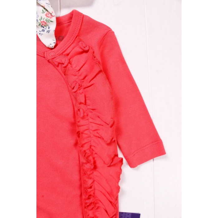 Eterelle Çiçek Desenli Kız Bebek 4lü Tulum Seti