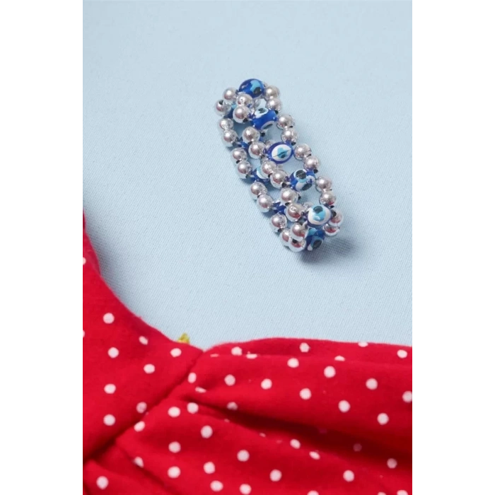 Eterelle 3-6-9 Ay Çilek Bebekler Penye Kumaş Kısa Kol Bebek Elbisesi Kırmızı