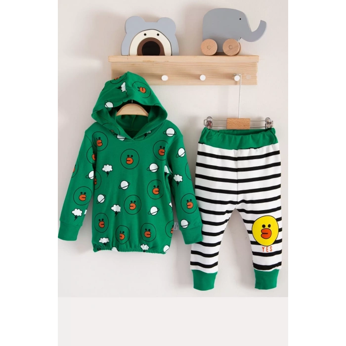 Eterelle Civciv Desenli 2li % 100 Pamuk Erkek Bebek Takımı