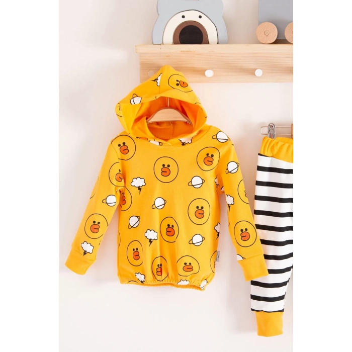 Eterelle Civciv Desenli 2li % 100 Pamuk Erkek Bebek Takımı