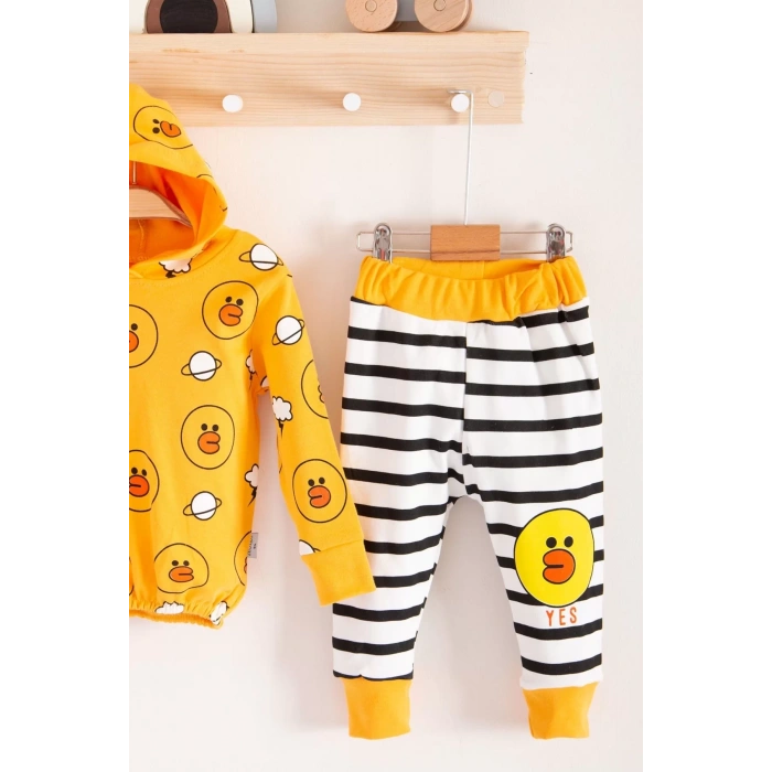 Eterelle Civciv Desenli 2li % 100 Pamuk Erkek Bebek Takımı