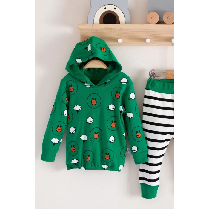 Eterelle Civciv Desenli 2li % 100 Pamuk Erkek Bebek Takımı