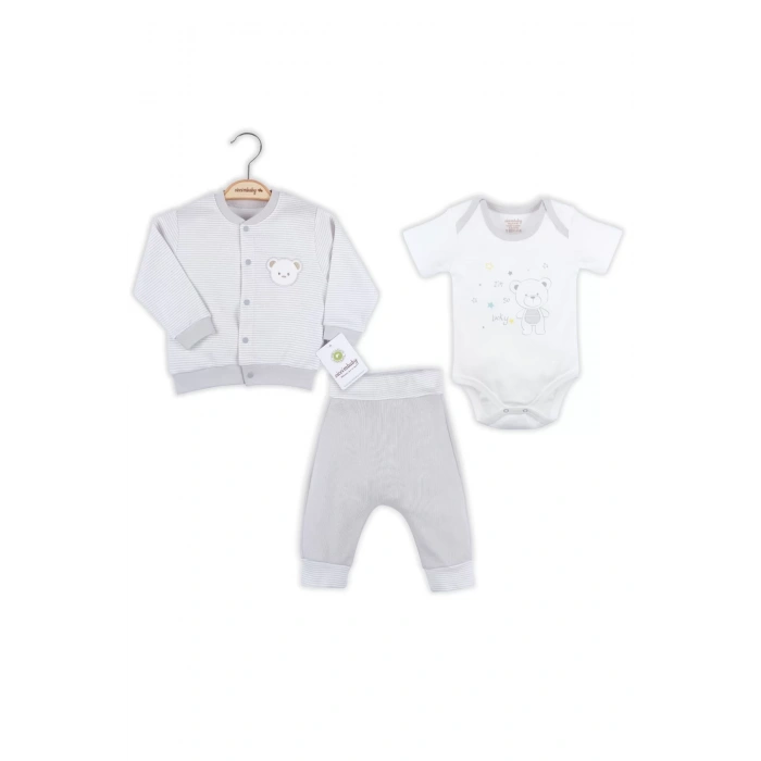 Eterelle Çizgili Bear Hırkalı % 100 Pamuk Erkek Bebek Takım