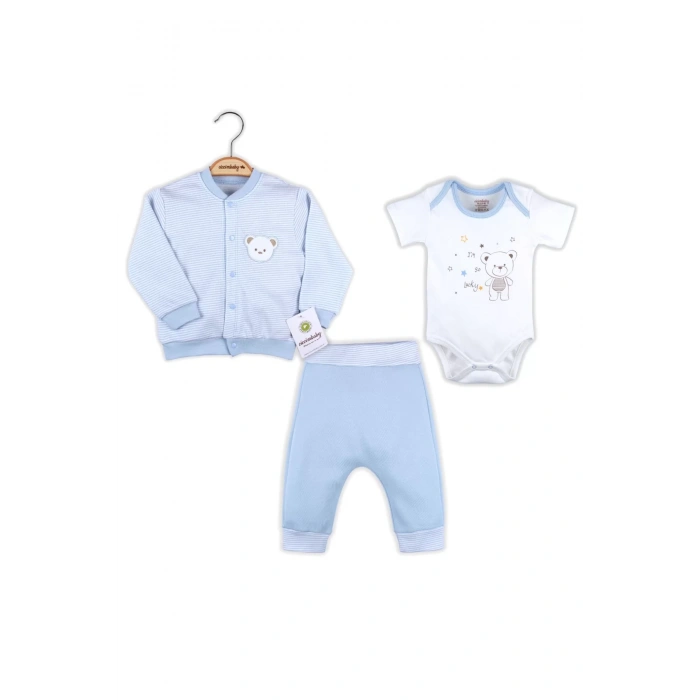 Eterelle Çizgili Bear Hırkalı % 100 Pamuk Erkek Bebek Takım