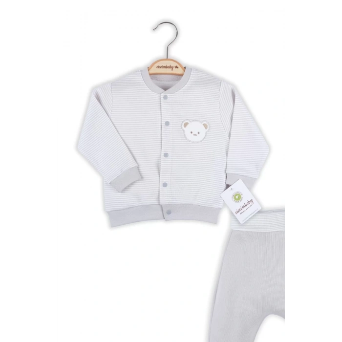 Eterelle Çizgili Bear Hırkalı % 100 Pamuk Erkek Bebek Takım