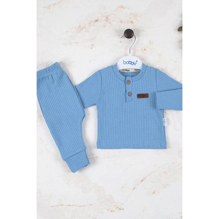 Eterelle Çizgili Kumaş % 100 Pamuk 2li Unisex Takım