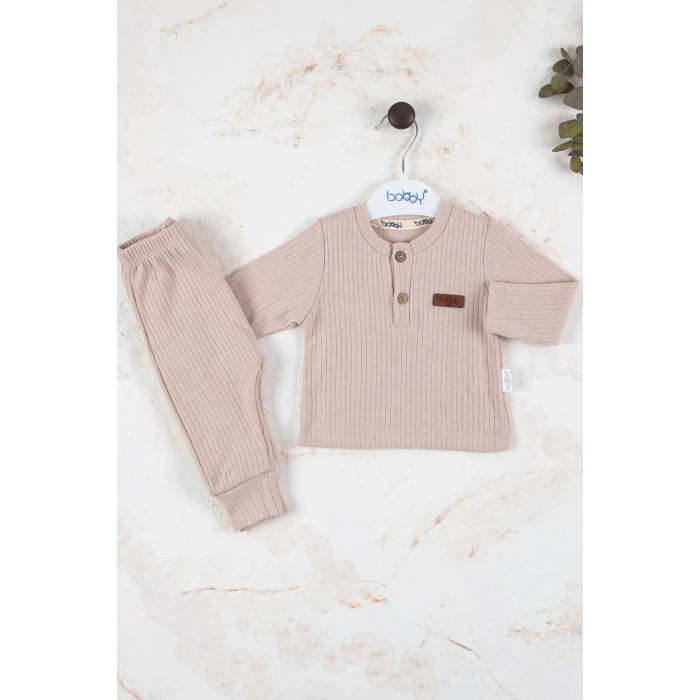 Eterelle Çizgili Kumaş % 100 Pamuk 2li Unisex Takım