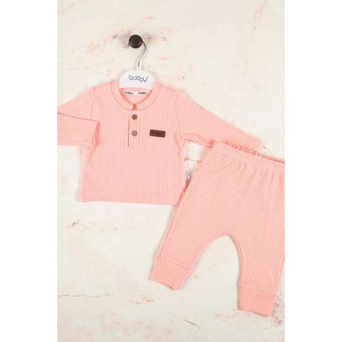 Eterelle Çizgili Kumaş % 100 Pamuk 2li Unisex Takım