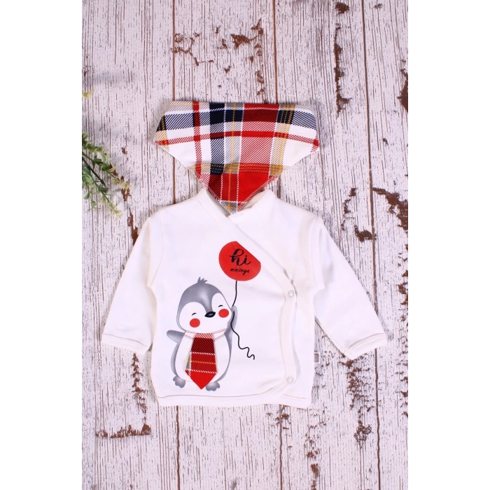 Eterelle Ekoseli Penguen Desenli Fularlı 5li Erkek Hastane Çıkışı