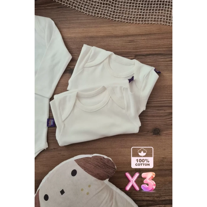 Eterelle Unisex % 100 Pamuk Uzun Kol 3 Adet Bebek Ve Çocuk Body