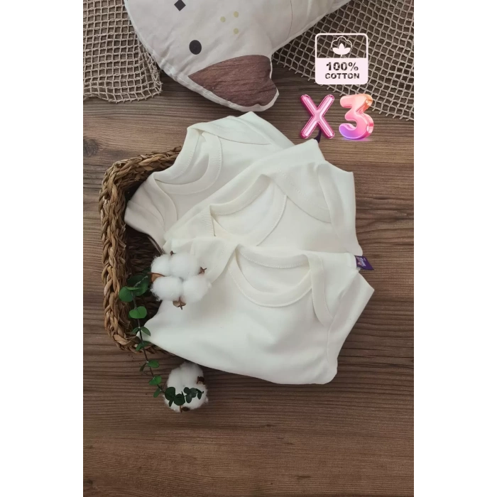Eterelle Unisex % 100 Pamuk Uzun Kol 3 Adet Bebek Ve Çocuk Body