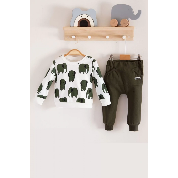 Eterelle Fil Desenli 2li % 100 Pamuk Erkek Bebek Takımı