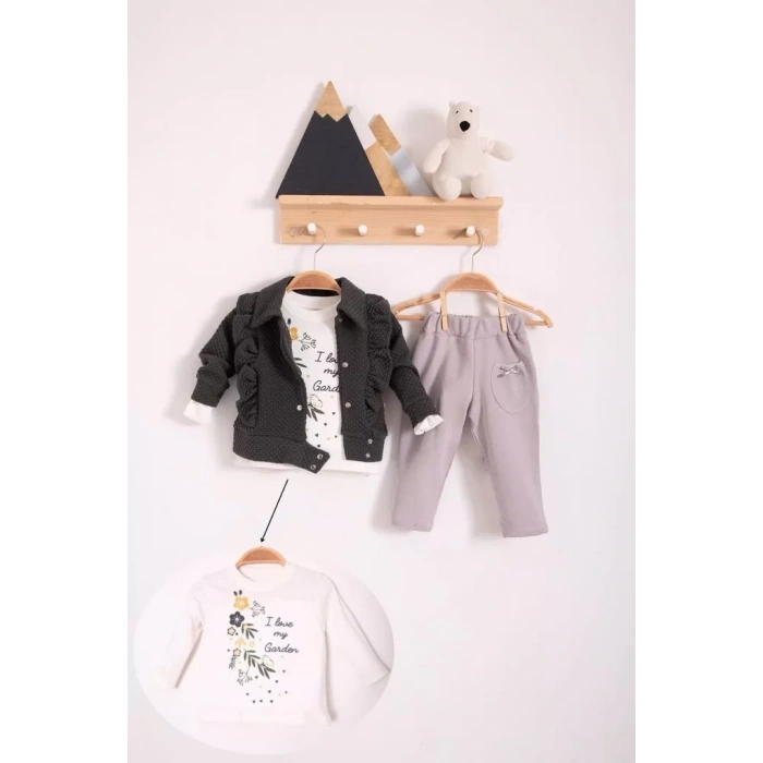 Eterelle Fırfır Detaylı 3 Lü Kız Bebek Takım