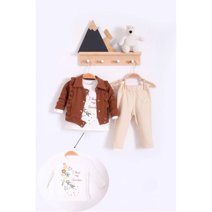 Eterelle Fırfır Detaylı 3 Lü Kız Bebek Takım