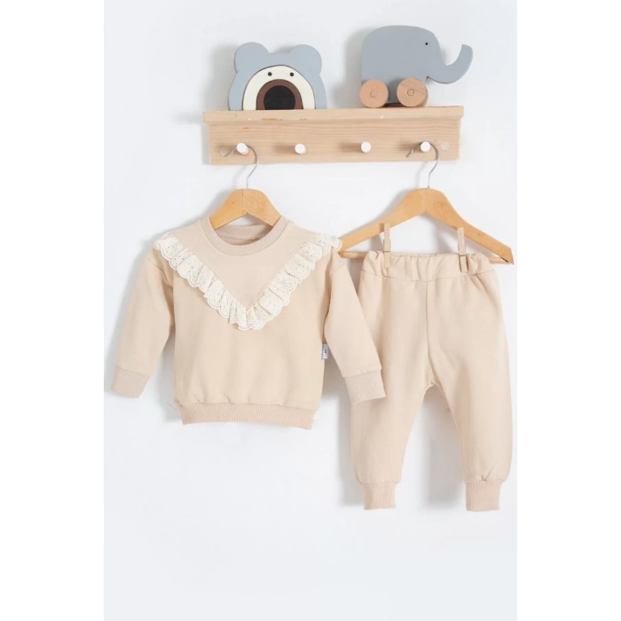 Eterelle Fisto Detaylı Pamuklu 2li Kız Bebek Takımı