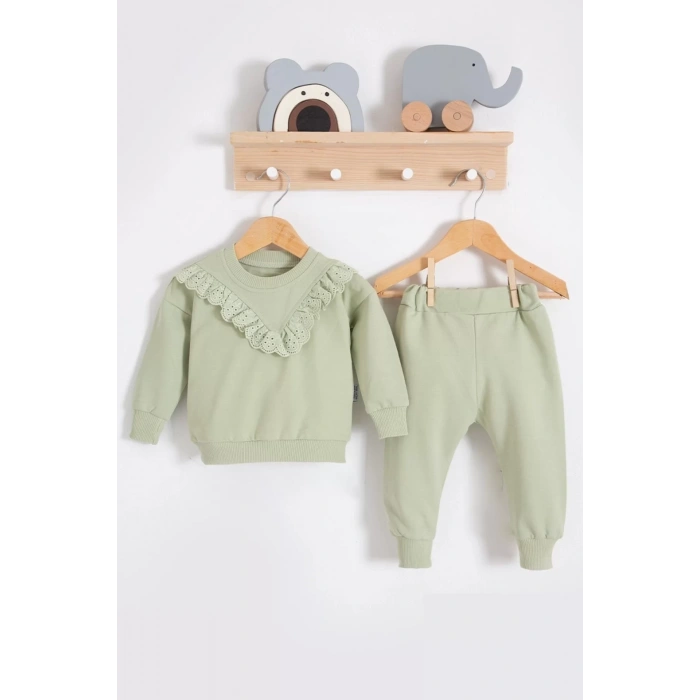 Eterelle Fisto Detaylı Pamuklu 2li Kız Bebek Takımı