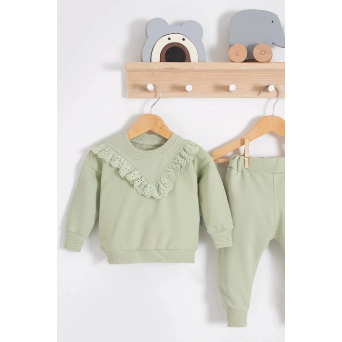 Eterelle Fisto Detaylı Pamuklu 2li Kız Bebek Takımı