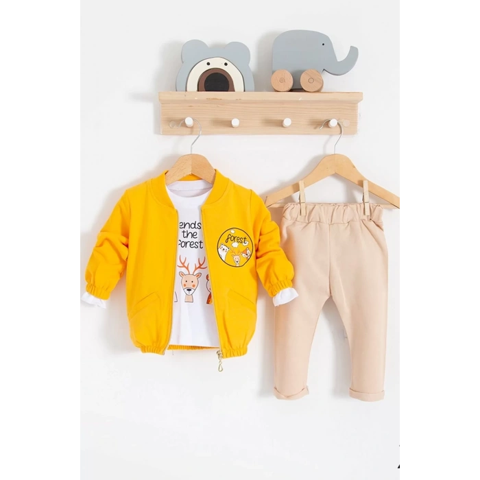 Eterelle Forest Hırkalı 3lü % 100 Pamuk Erkek Bebek Takımı