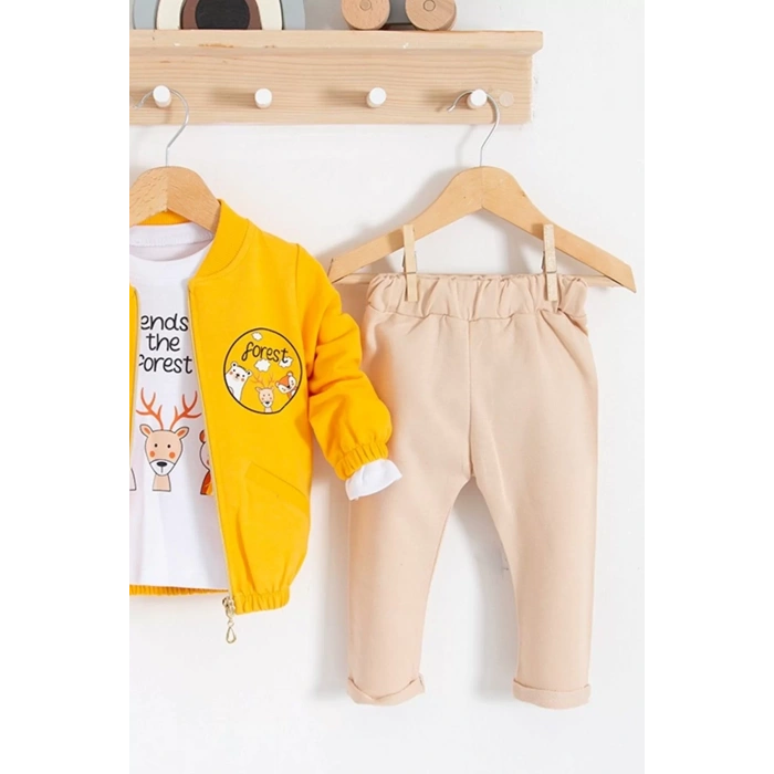 Eterelle Forest Hırkalı 3lü % 100 Pamuk Erkek Bebek Takımı