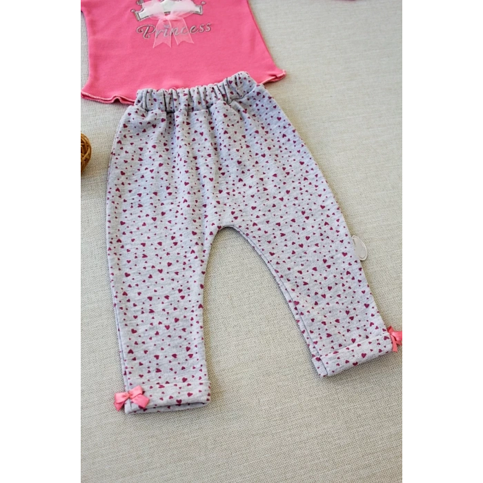 Eterelle 3-6 6-9 9-12 Ay Full Star Nakışlı Şapkalı Uzun Kollu Sweat 3lü Erkek Bebek Takımı Fuşya